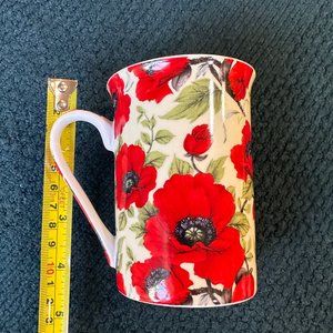 Kent Pottery Red Poppy Coffee Mug Tea Cup 4.5” Bloom 10 Oz (set 2), $20